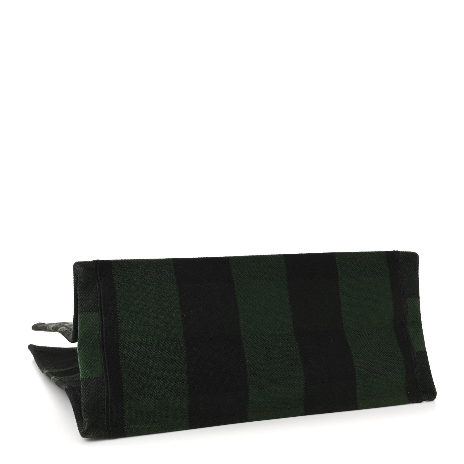 Christian Dior Canvas Embroidered Checkered Book Tote Black Green