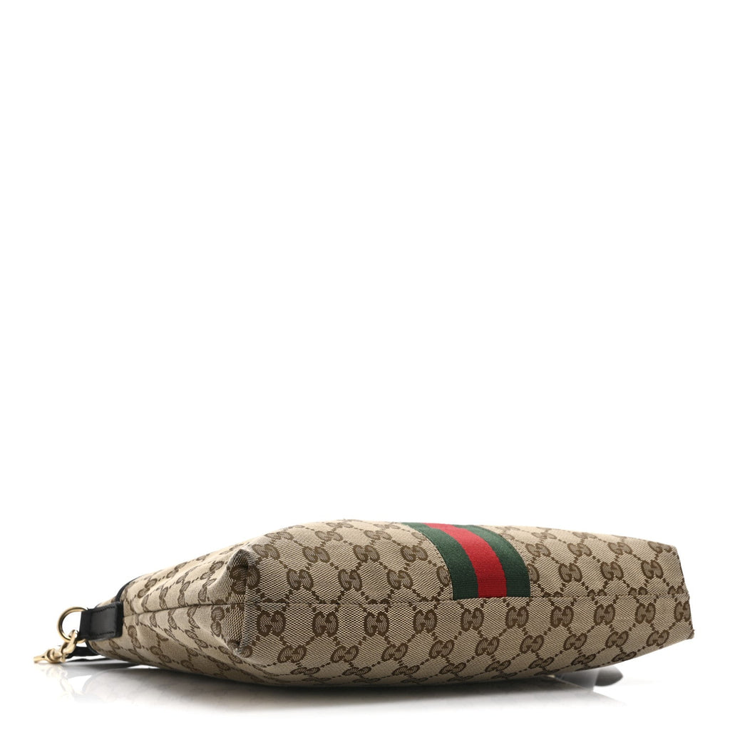 Gucci GG Monogram Web Flat Messenger Bag Black