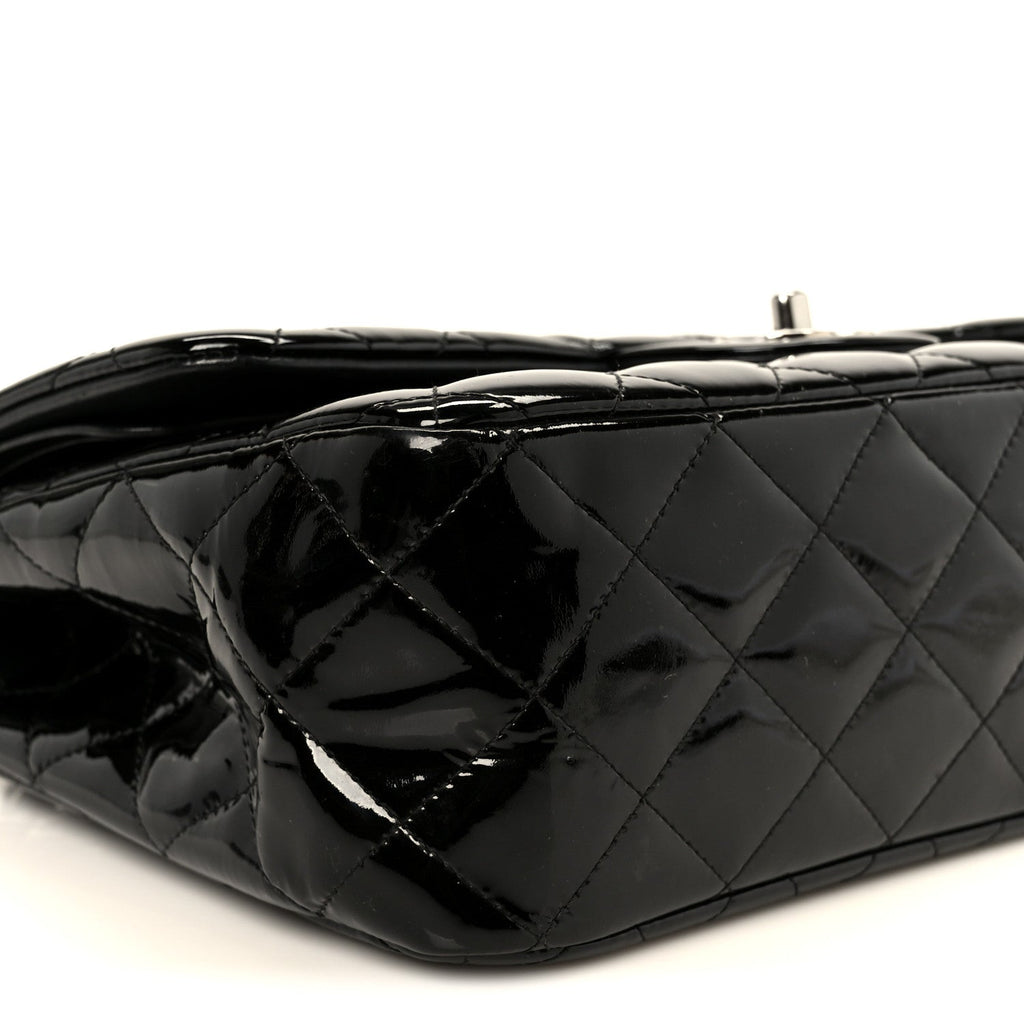 Chanel Patent Quilted Jumbo Double Flap Black