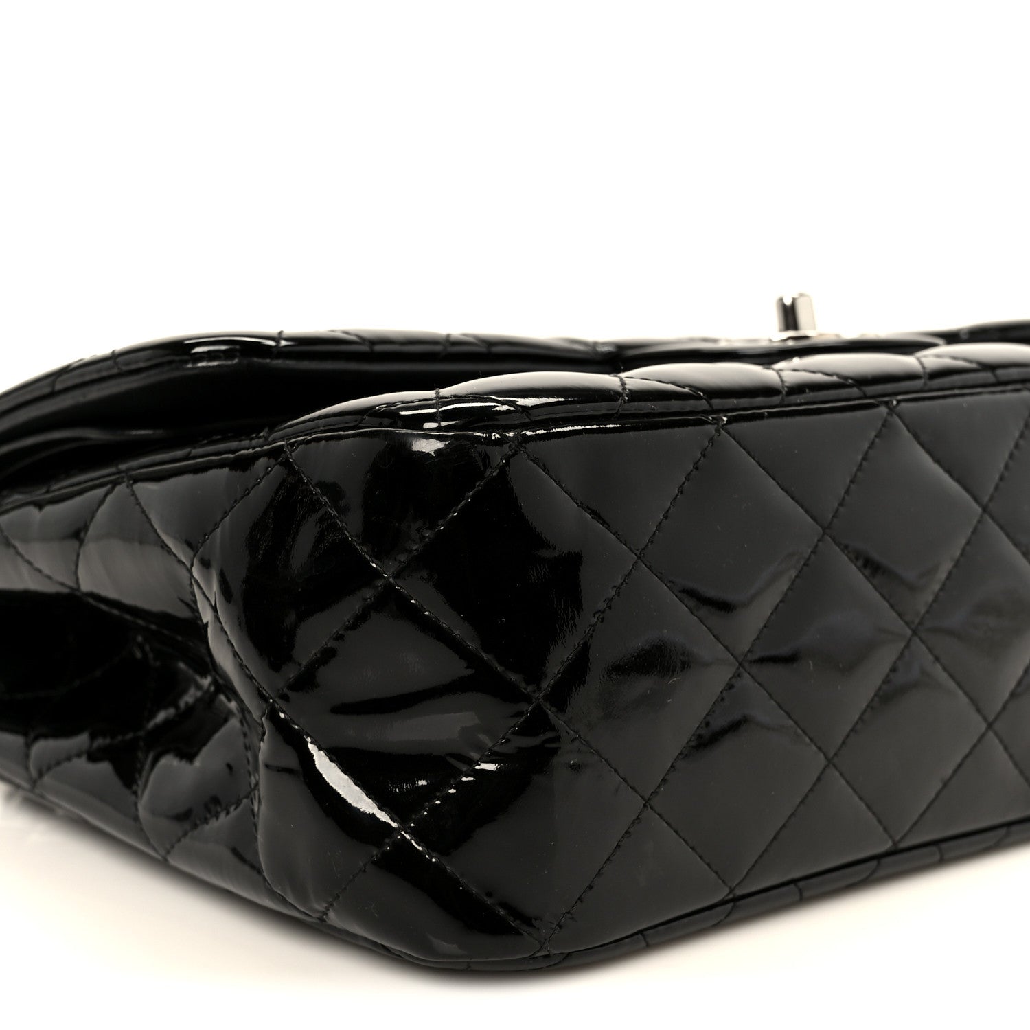 Chanel Patent Quilted Jumbo Double Flap Black