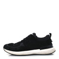 Calfskin Mesh Lycra Suede Womens Logo Sneakers 40 Black