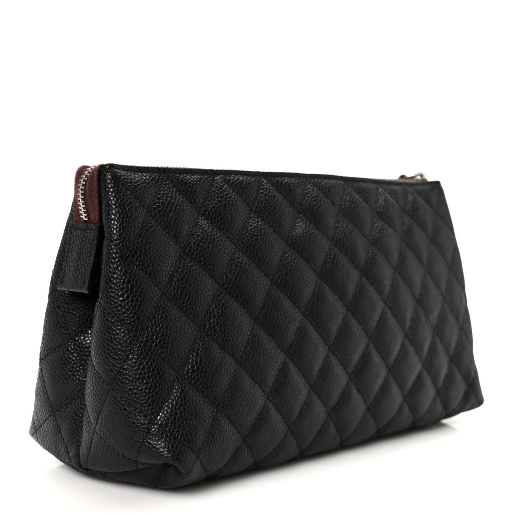 Caviar Quilted Cosmetic Case Black