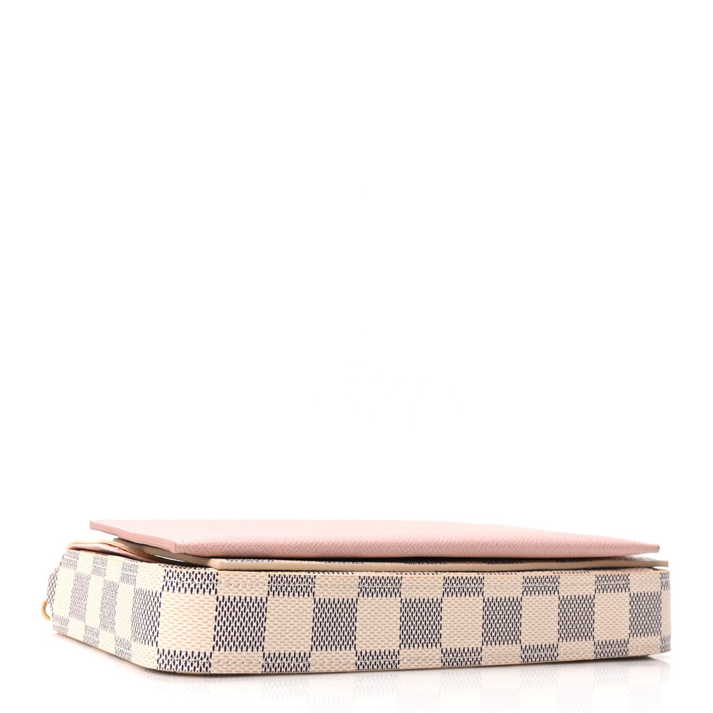 Louis Vuitton Damier Azur Pochette Felicie Chain Wallet Rose Ballerine
