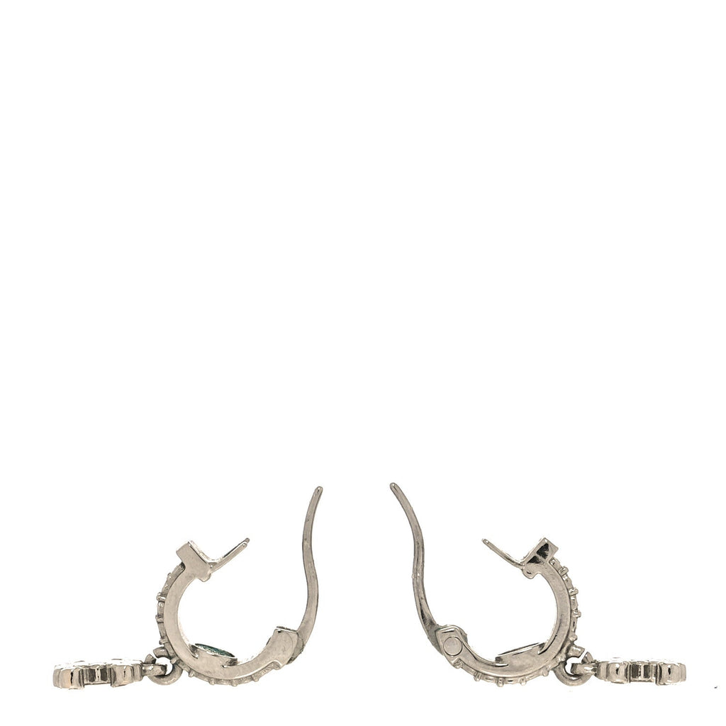 Metal Crystal CC Hoop Drop Earrings Silver