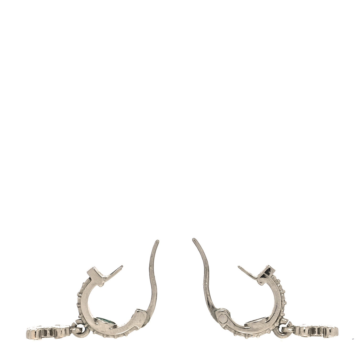 Metal Crystal CC Hoop Drop Earrings Silver