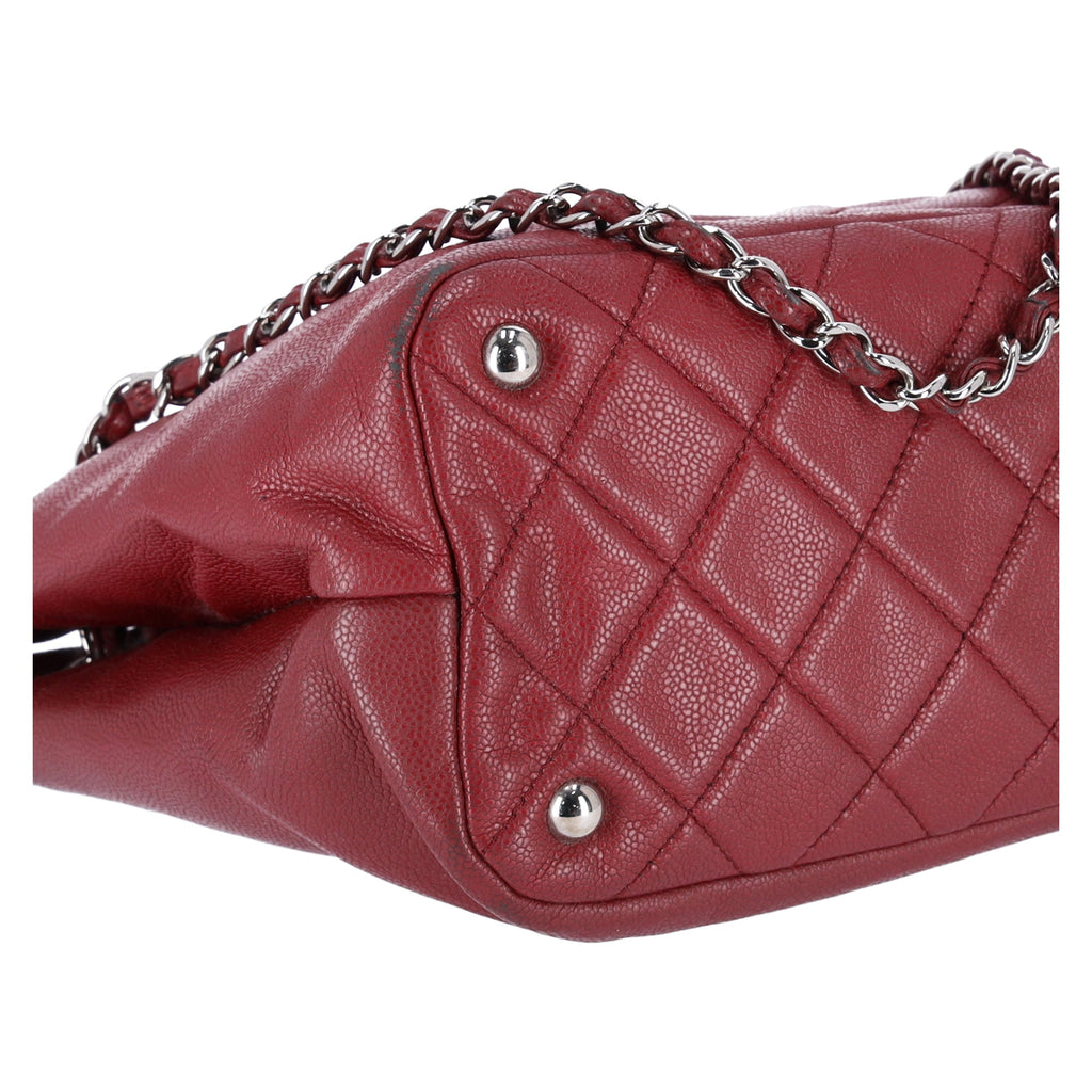 Chanel Classic Caviar Leather Tote Timeless CC Soft Chain Tote Caviar Red