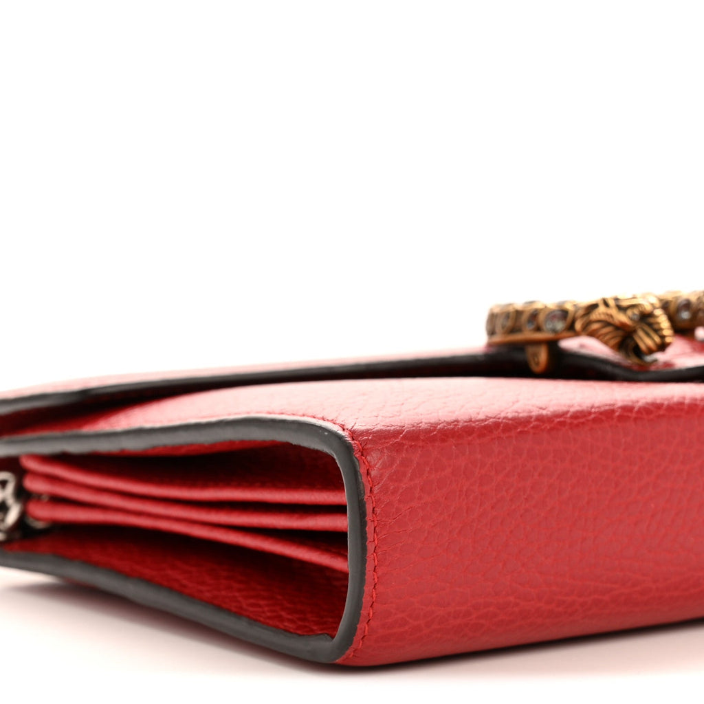 Gucci Calfskin Mini Dionysus Chain Wallet Hibiscus Red