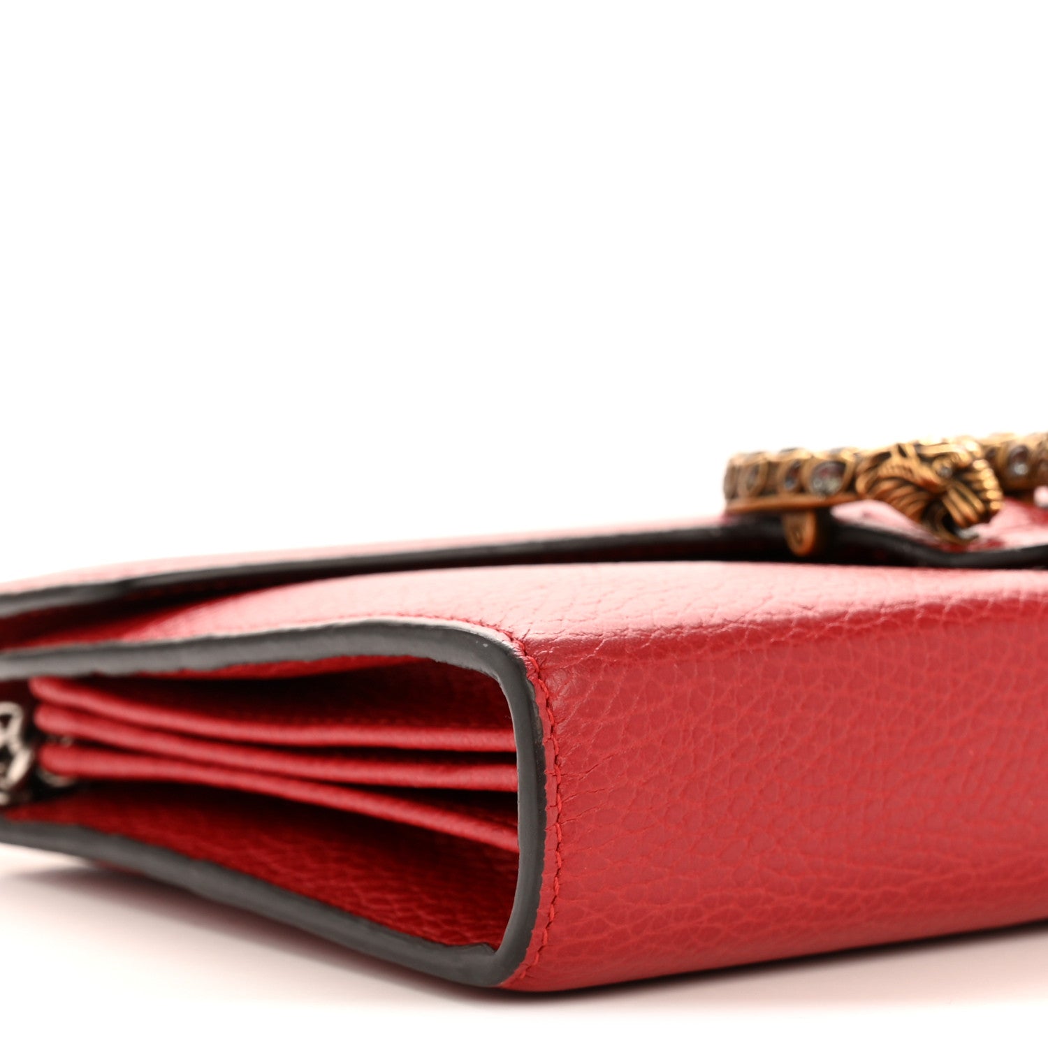 Gucci Calfskin Mini Dionysus Chain Wallet Hibiscus Red