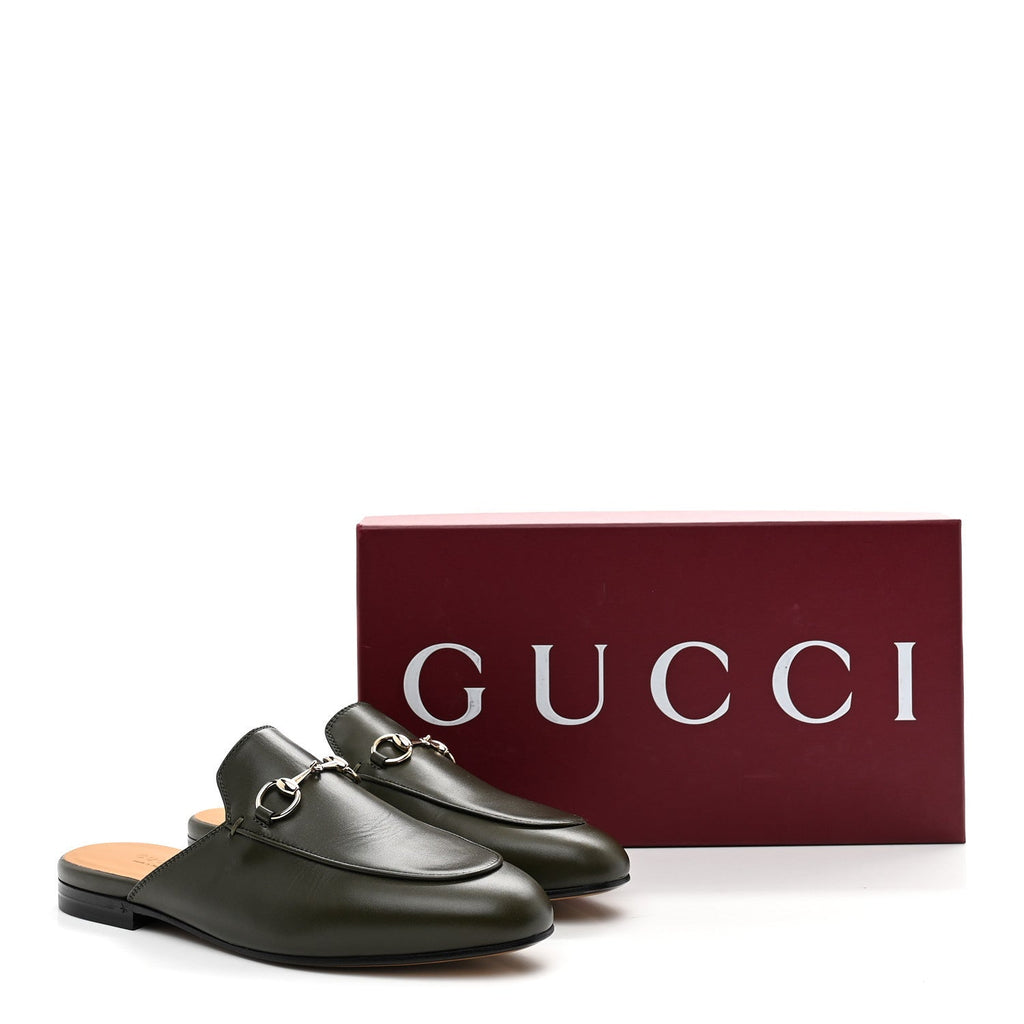 Gucci Calfskin Womens Princetown Slippers 37 Luscious Green