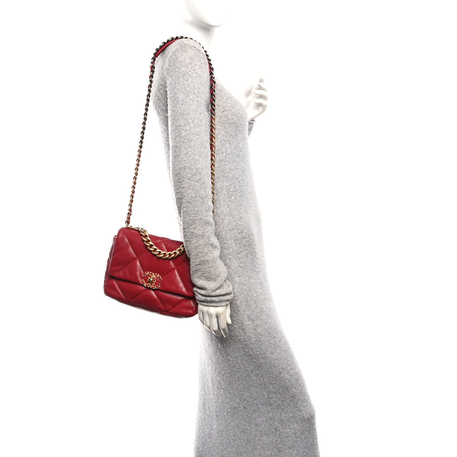 Chanel Goatskin Quilted Medium Chanel 19 Flap Red