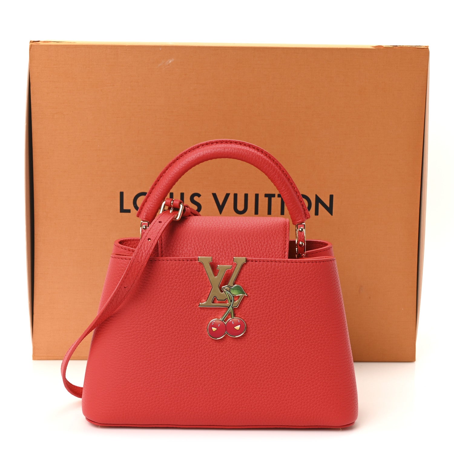 Louis Vuitton LV X TM Taurillon Cerises Capucines BB Rouge