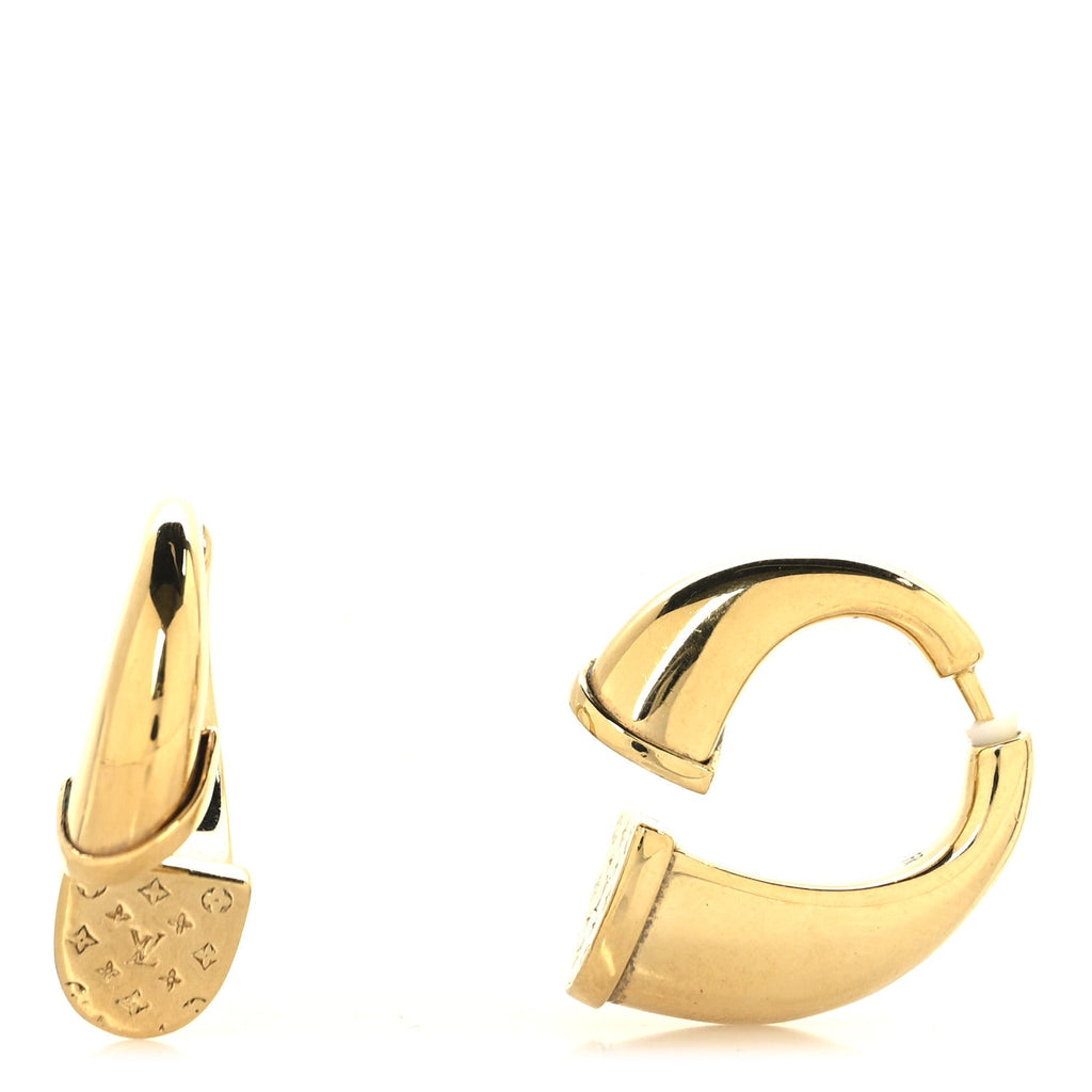 Louis Vuitton Metal Nanogram Sweet Dreams Horseshoe Earrings Gold