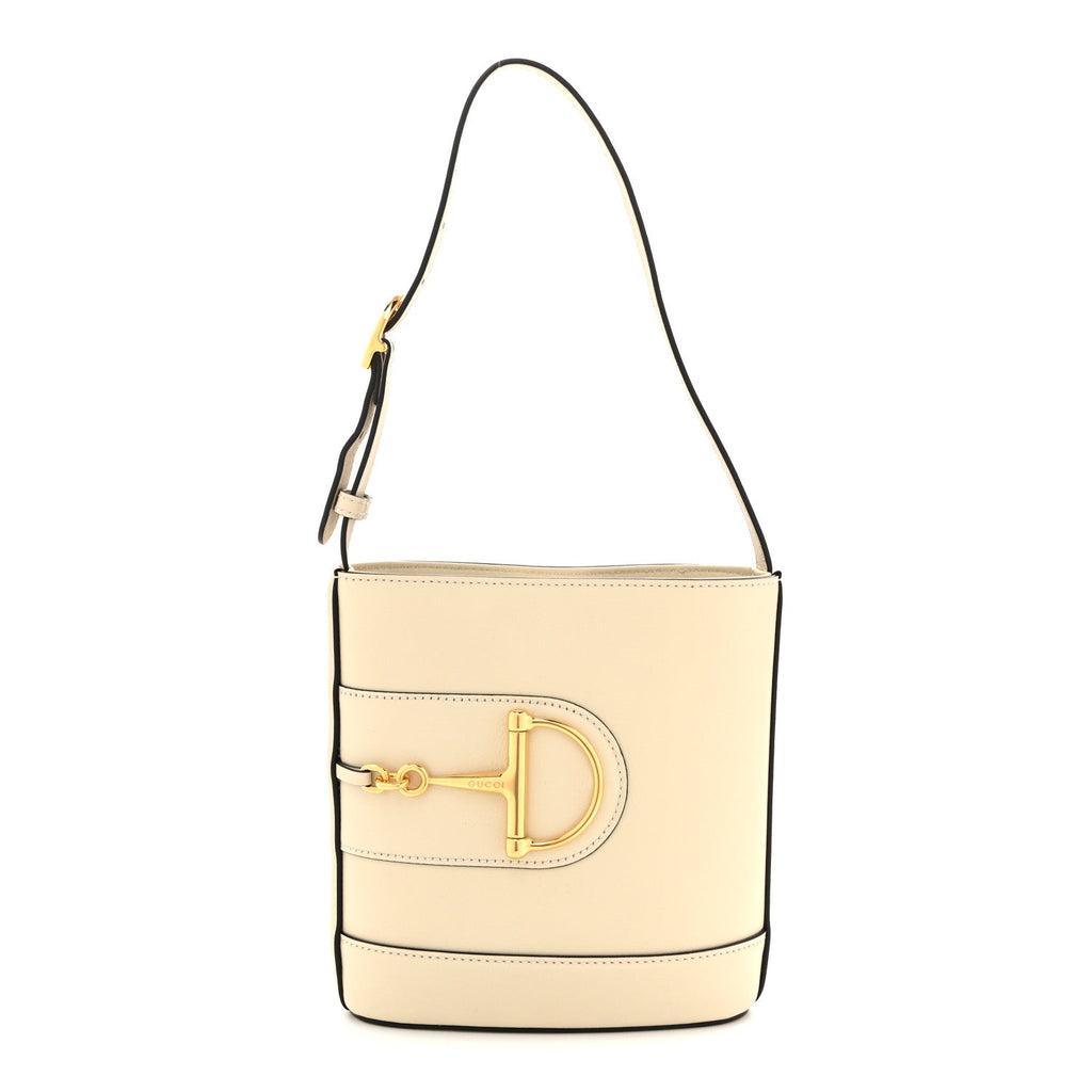 Gucci Arabella Calfskin Horsebit 73 Mini Bucket Bag White
