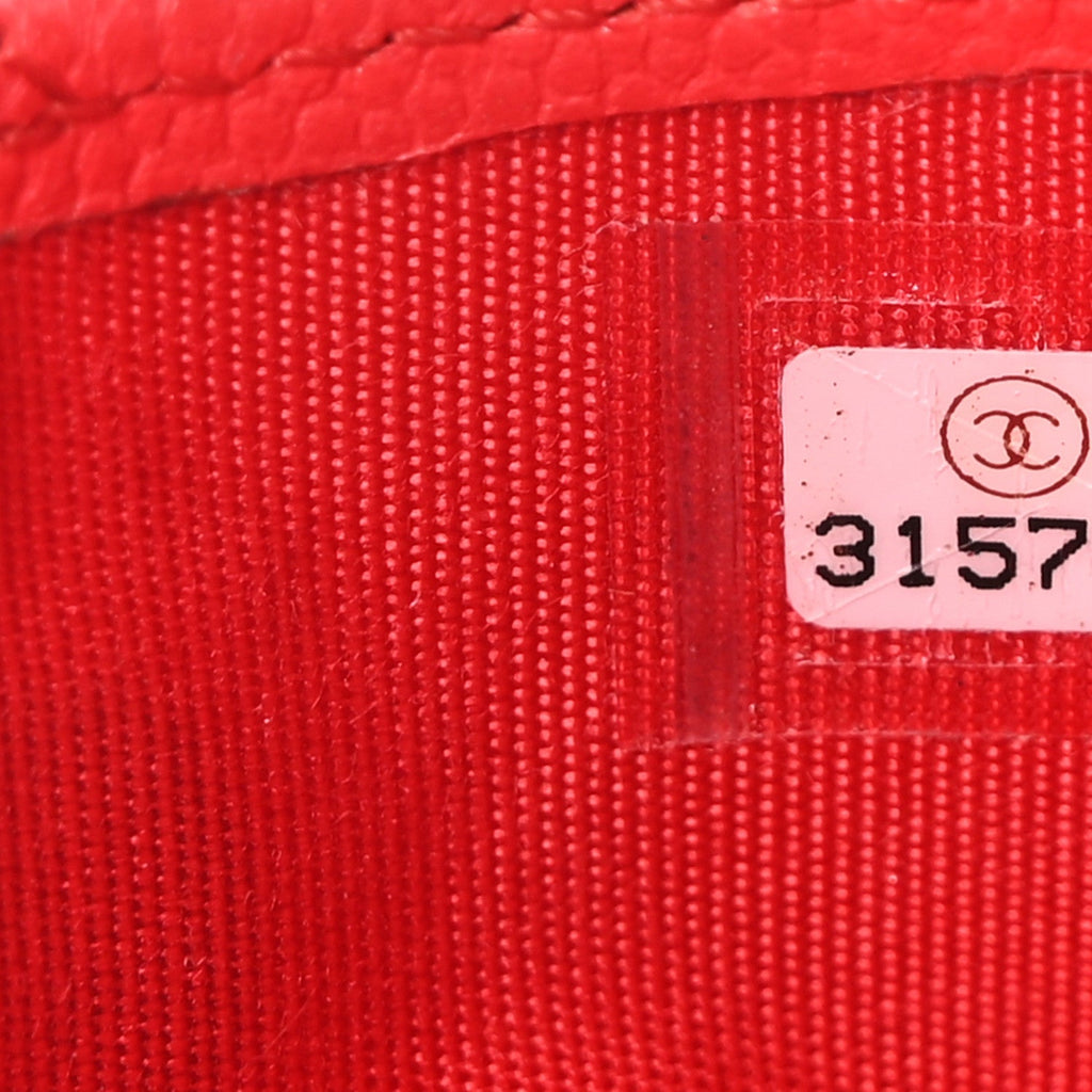 Caviar Quilted Card Holder Red
