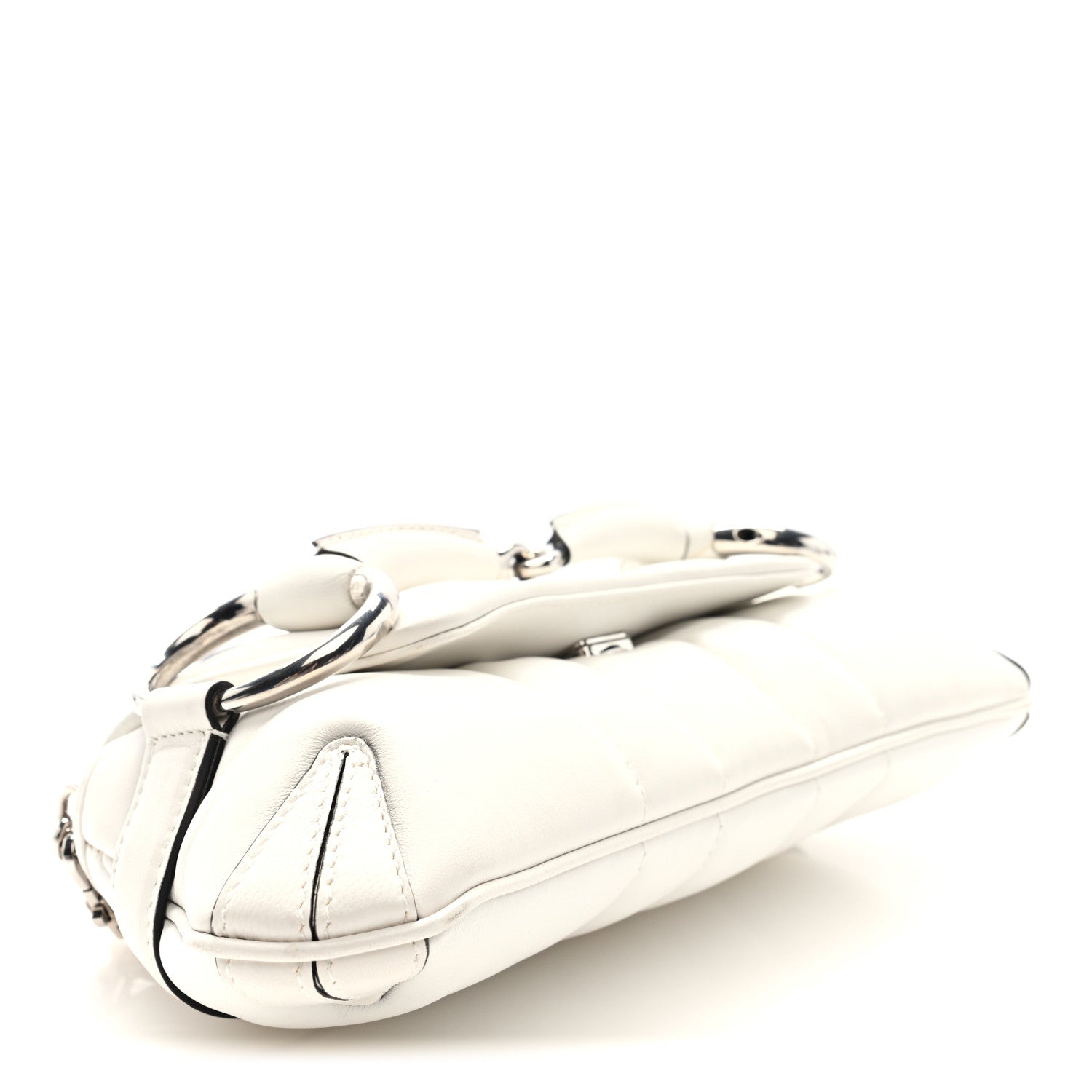 Gucci Nappa Vertical Matelasse Small Maxi Horsebit Chain Shoulder Bag Great White