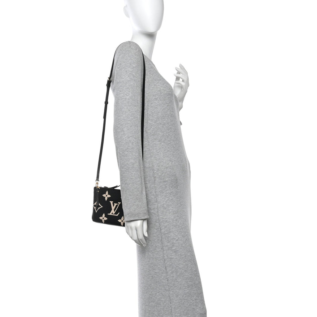 Louis Vuitton Empreinte Monogram Giant Double Zip Pochette Black Cream