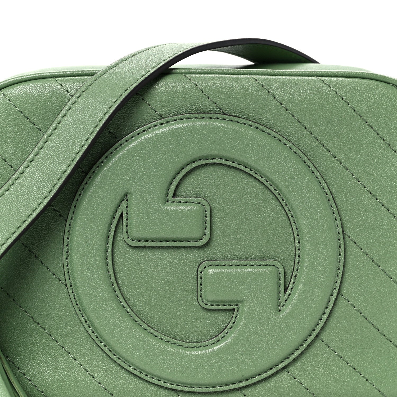 Gucci Sakai Be Green Calfskin Diagonal Stitched Small Blondie Shoulder Bag Green Soil Grass