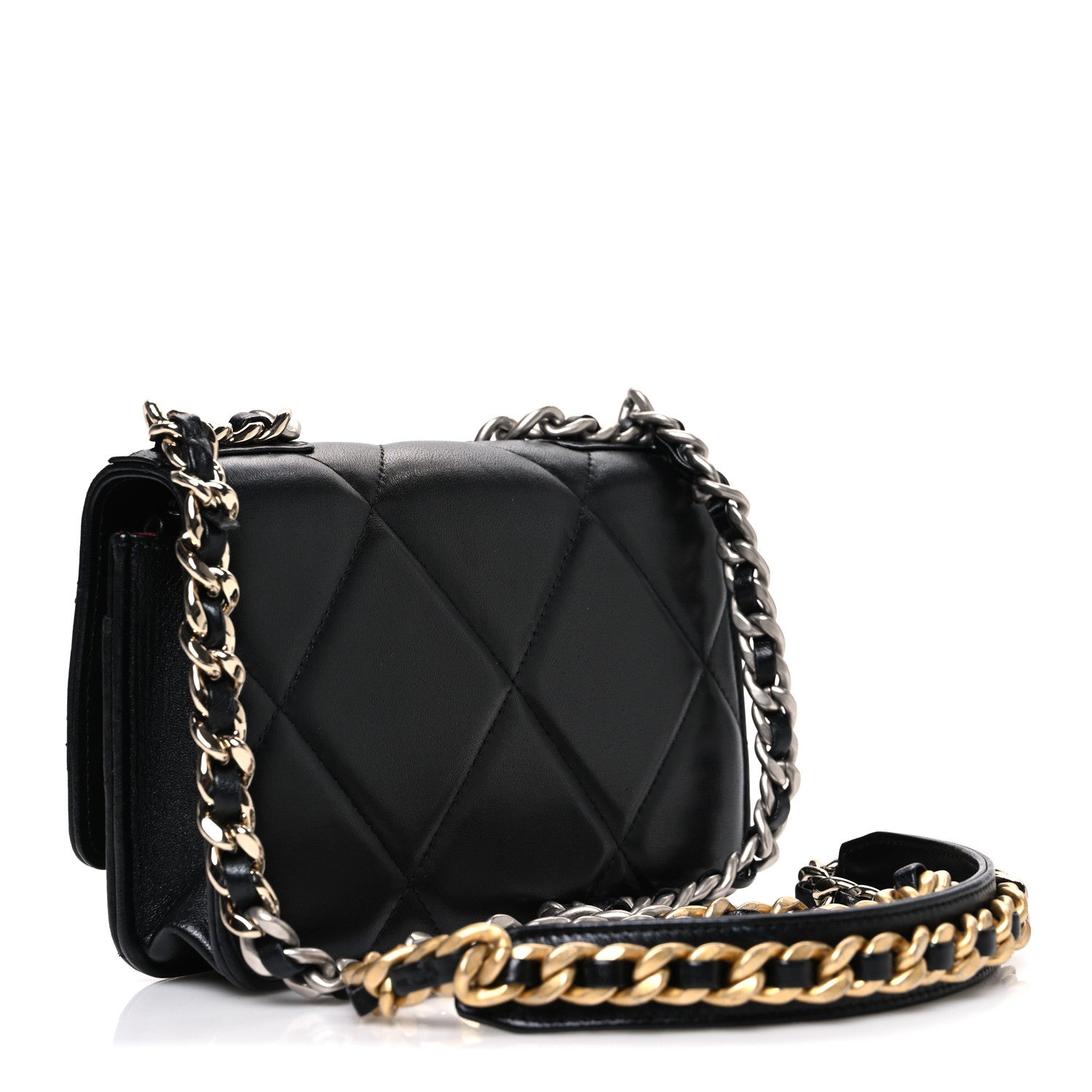 Chanel Lambskin Quilted Chanel 19 Wallet On Chain WOC Black