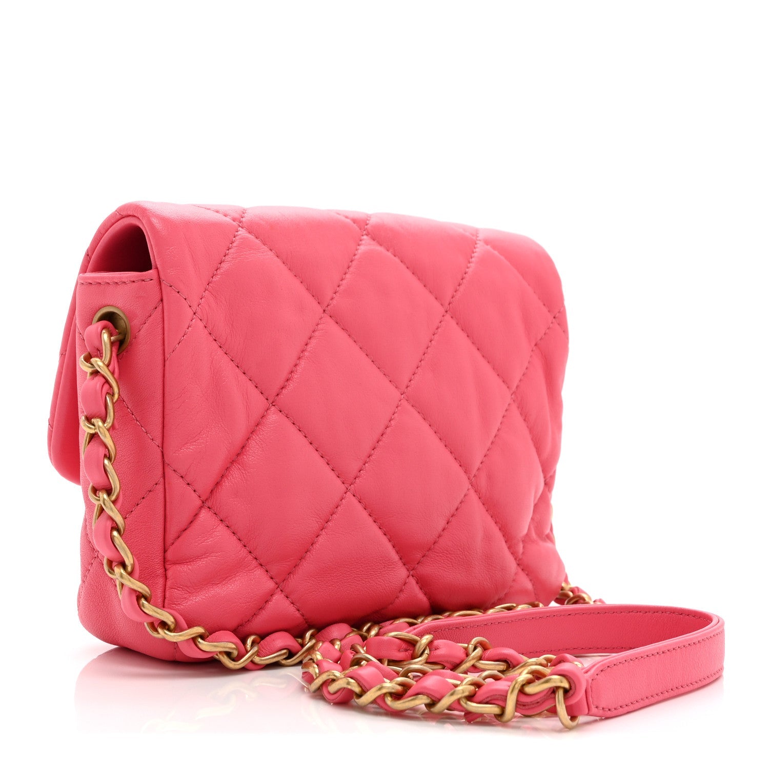 Chanel Lambskin Plexiglass Quilted Coco Love Mini Flap Pink