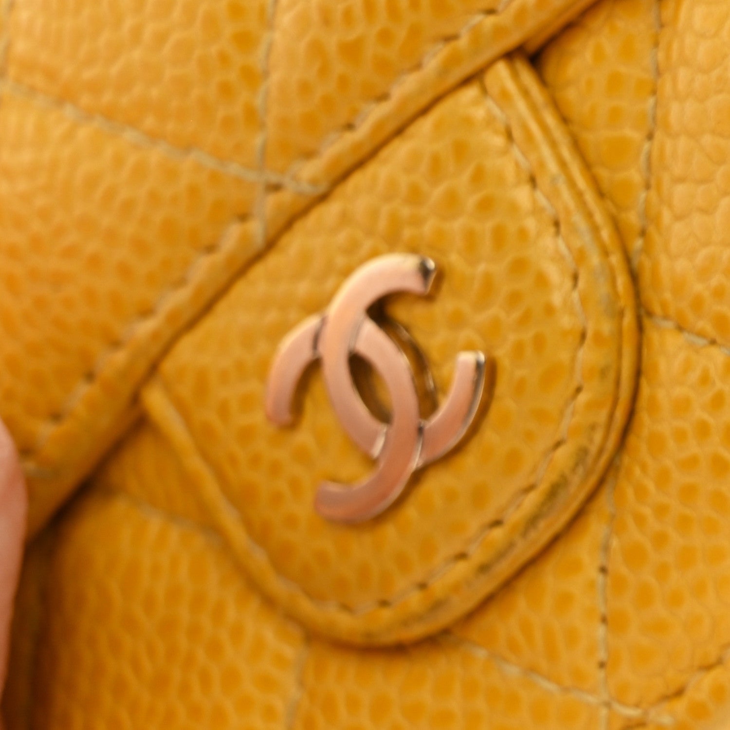 Caviar Quilted Double Flap Wallet Yellow