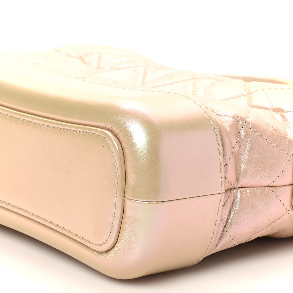 Chanel Iridescent Aged Calfskin Quilted Small Gabrielle Hobo Light Pink