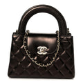 Chanel Metallic Aged Calfskin Quilted Nano Kelly Shopper Light Brown