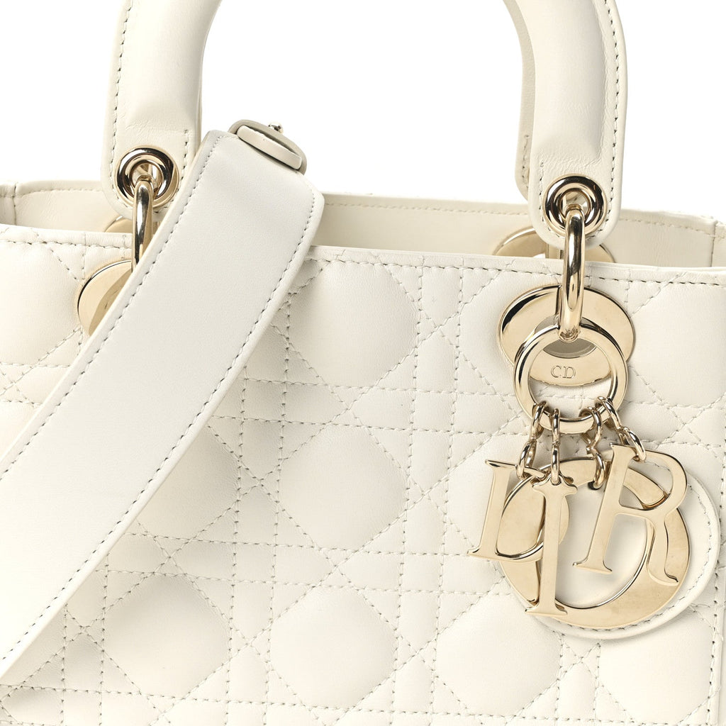 Christian Dior Lambskin Cannage Small My ABCDior Lady Dior White