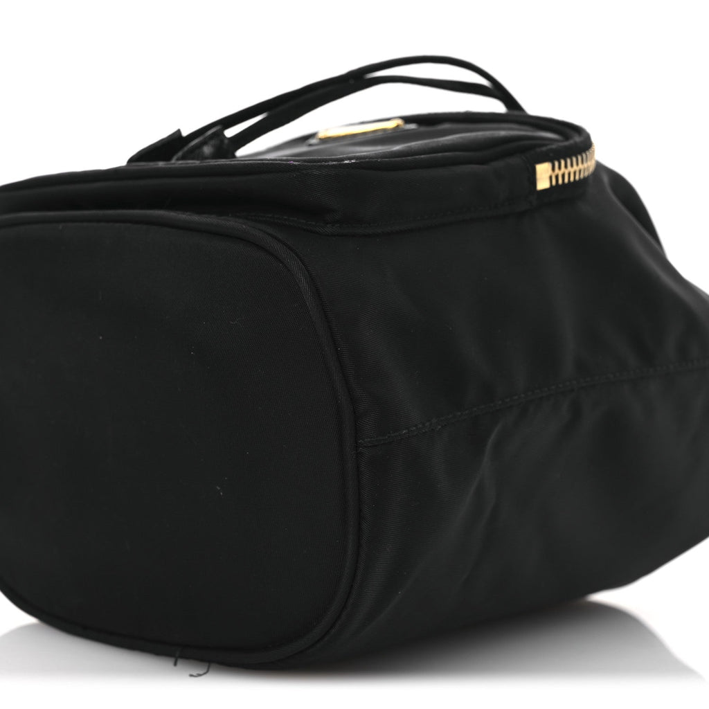 Prada Saffiano Tessuto Nylon Mini Bucket Crossbody Bag Black