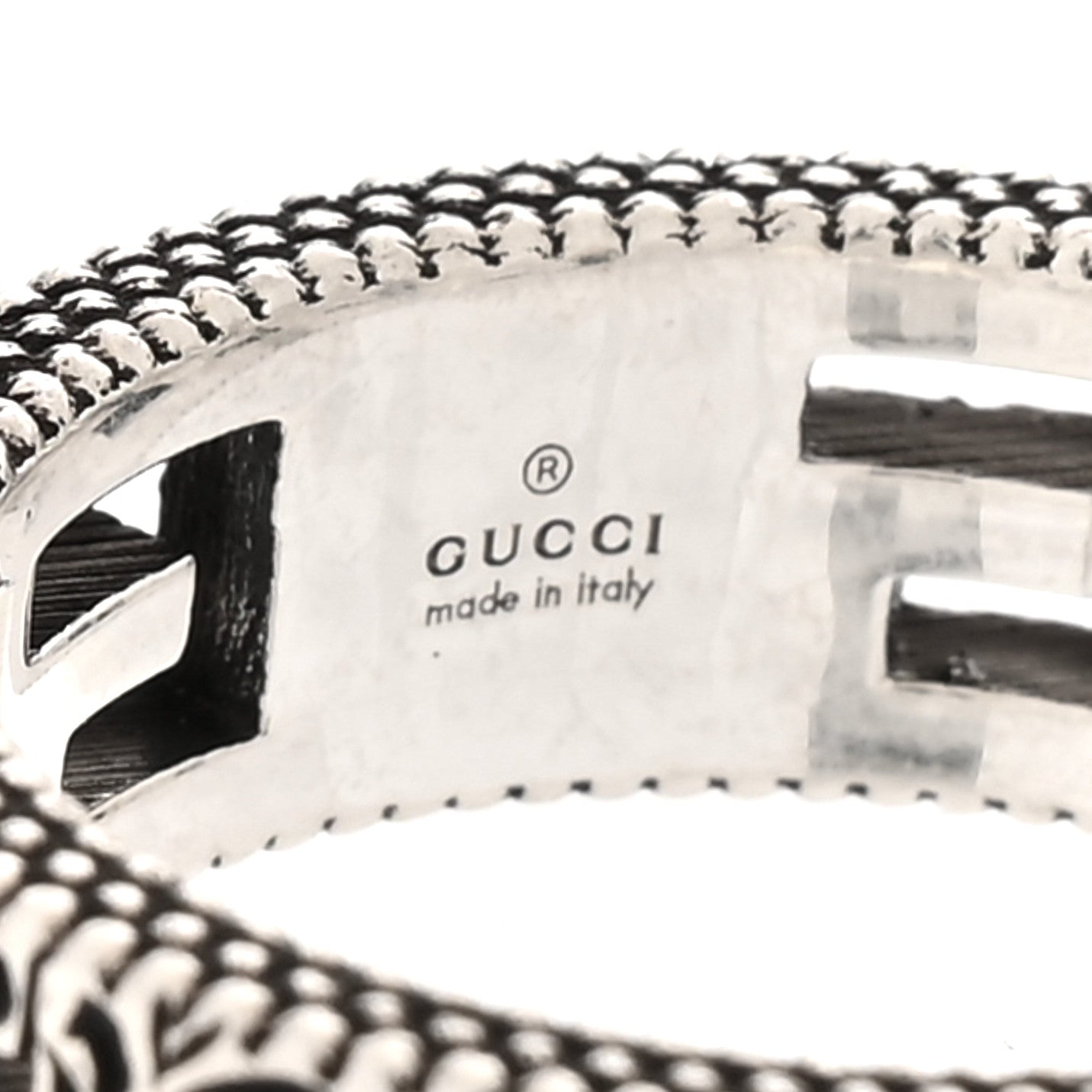 Gucci Sterling Silver Narrow Square G Band Ring 54 7