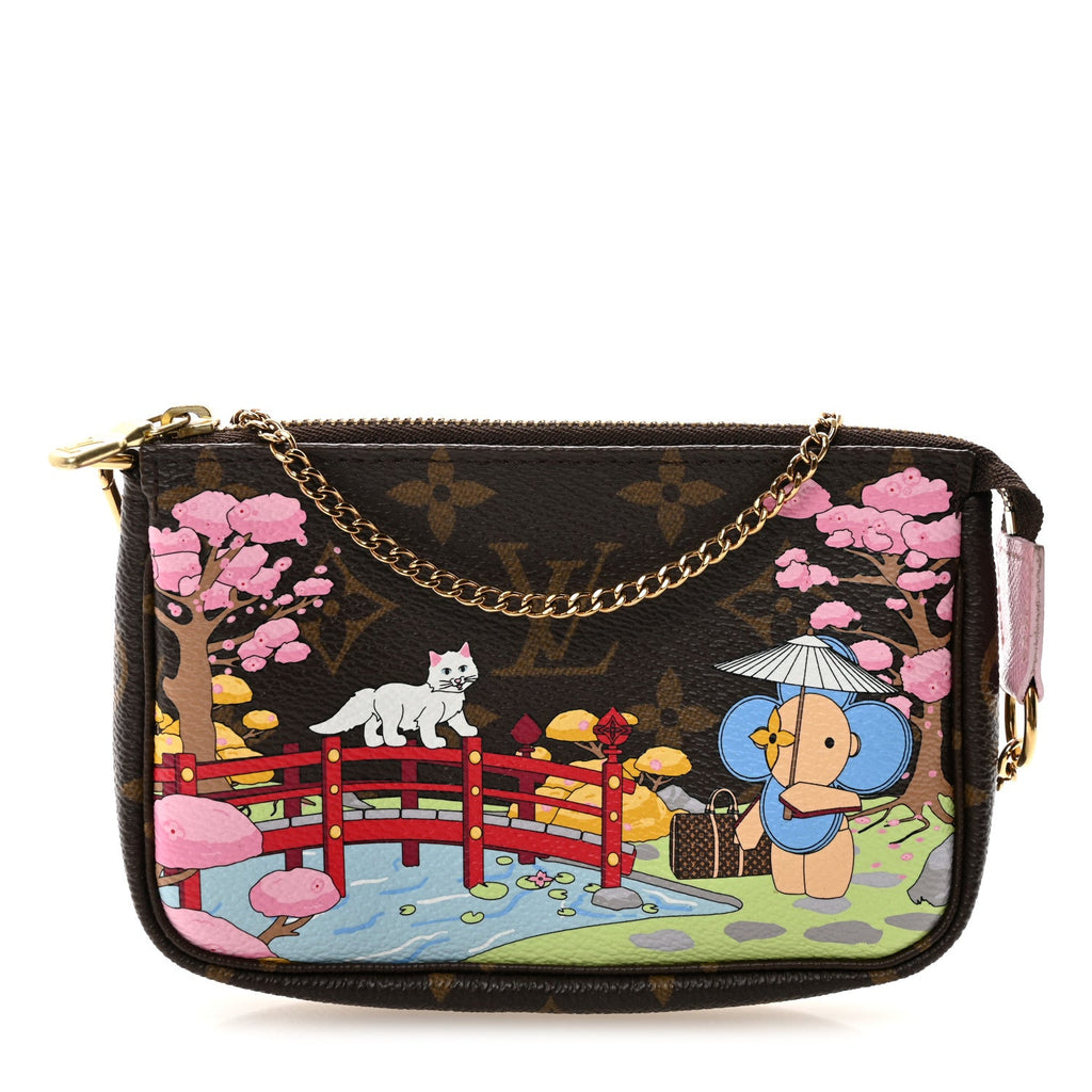Louis Vuitton Monogram 2021 Christmas Animation Japanese Garden Mini Pochette Accessories Wisteria Pink