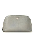 Metallic Goatskin Cosmetic Case Silver