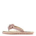 Chanel Tweed Camellia Thong Sandals 37.5 Salmon Apricot Gold