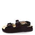 Calf Hair Suede Shearling Dad Sandals 36.5 Burgundy Black