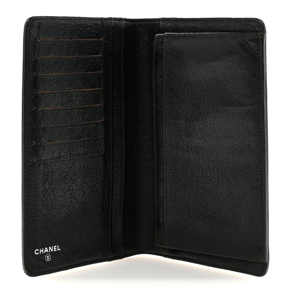 Metallic Calfskin Diamond Embossed Yen Wallet Gold