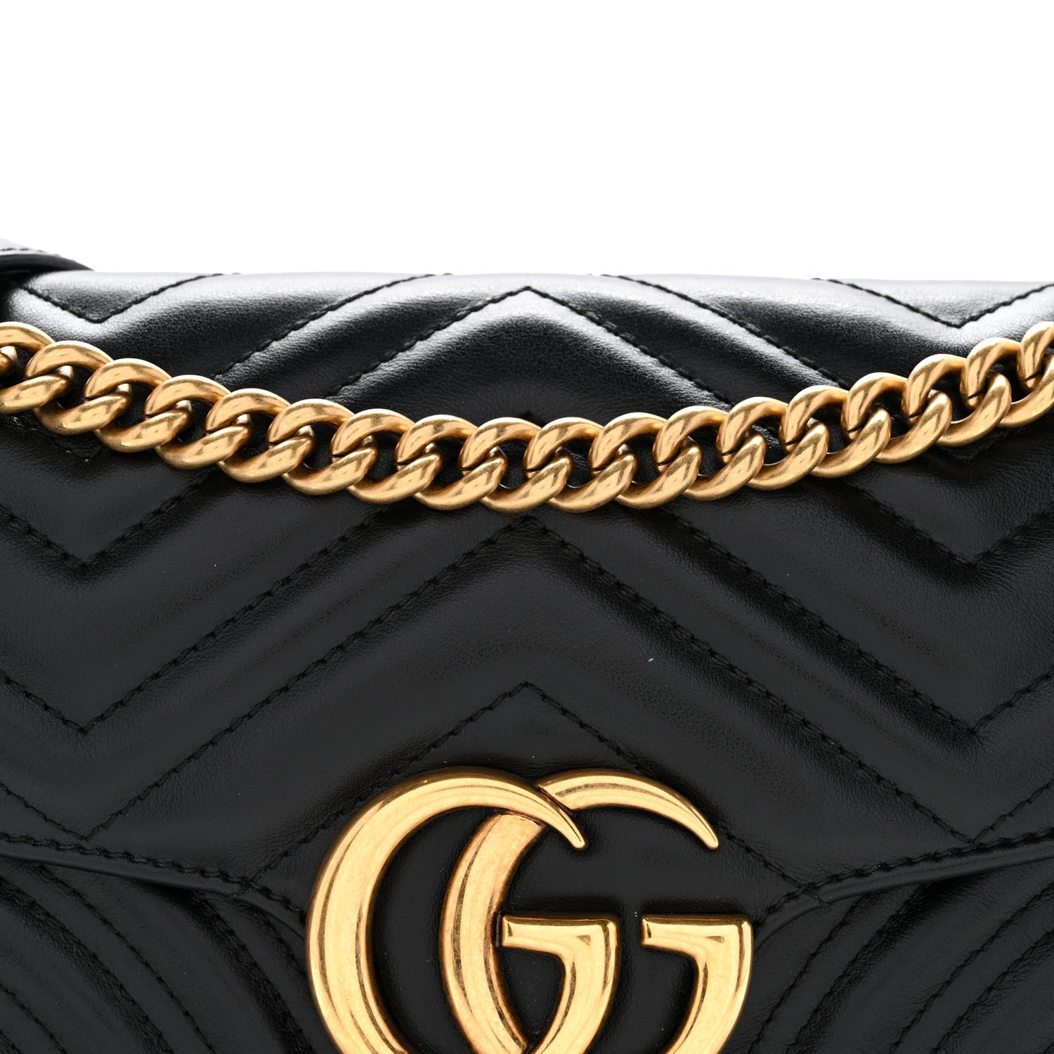 Gucci Calfskin Matelasse Small GG Marmont Shoulder Bag Black