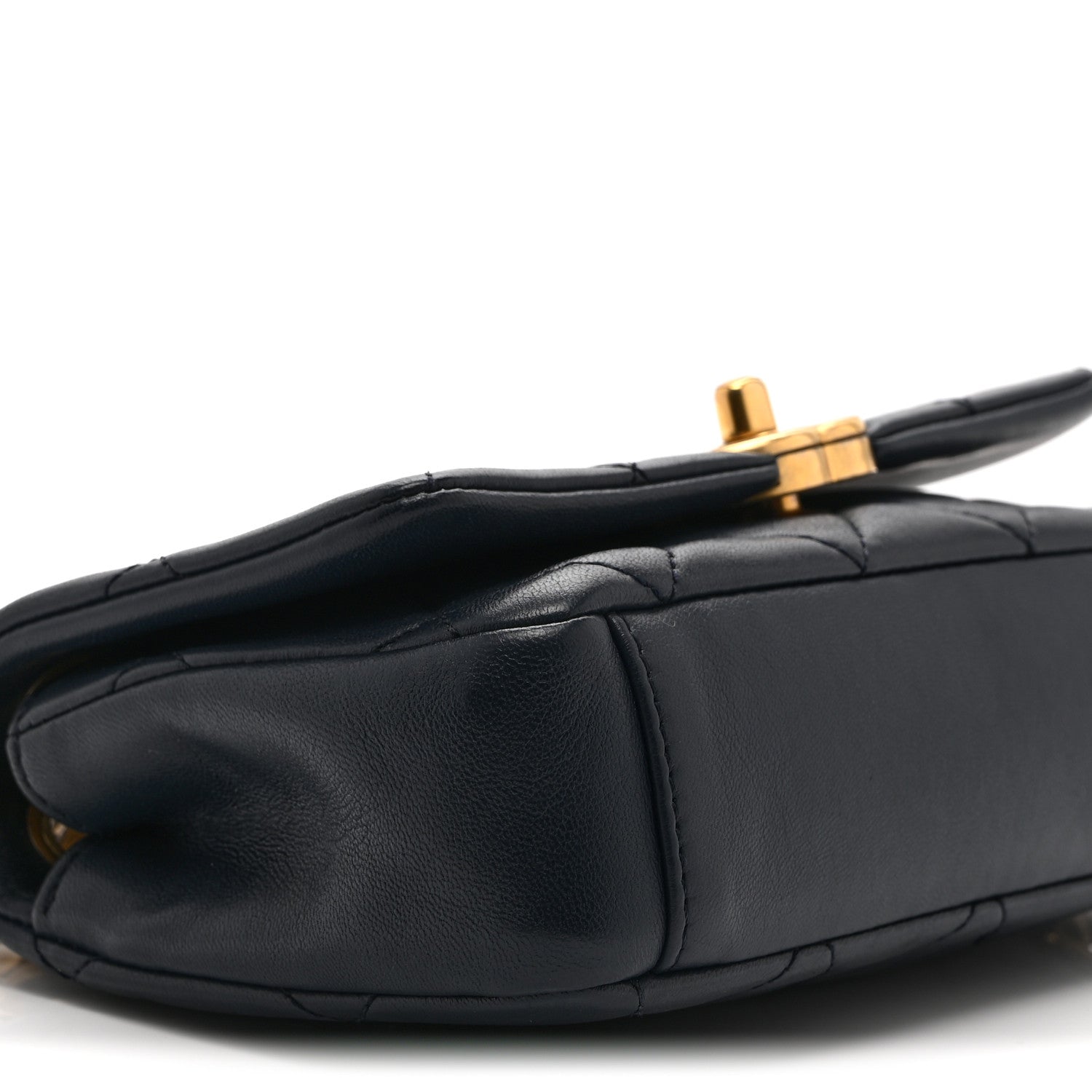 Chanel Shiny Lambskin Small Chain Is More Flap Navy Blue