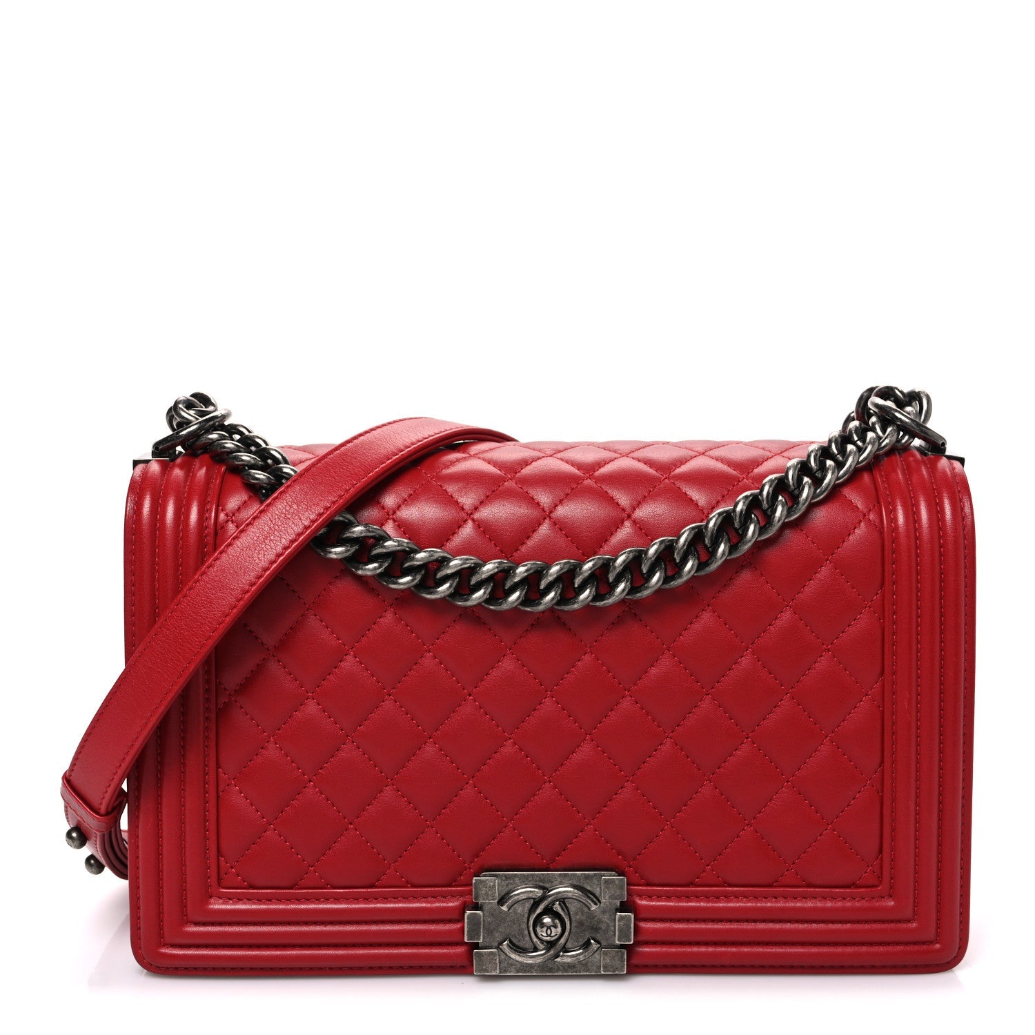 Chanel Lambskin Quilted New Medium Boy Flap Red