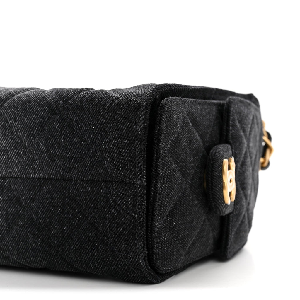 Chanel Washed Denim Quilted Mini Chanel 25 Handbag Black