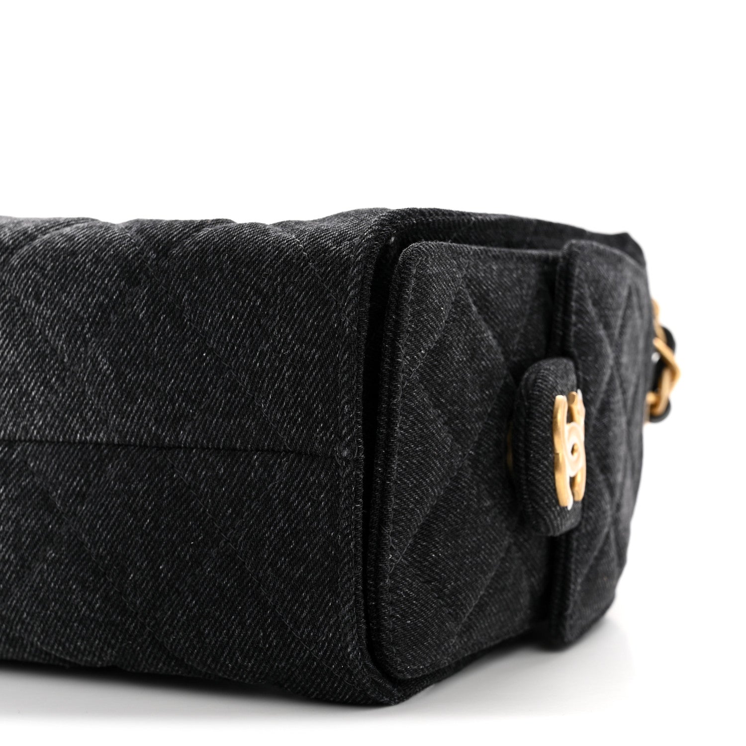 Chanel Washed Denim Quilted Mini Chanel 25 Handbag Black