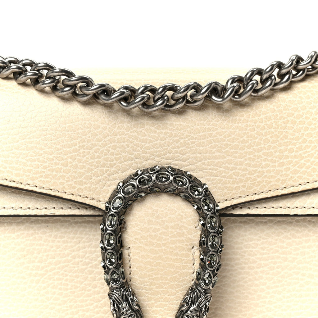 Gucci Dollar Calfskin Crystal Small Dionysus Shoulder Bag Mystic White