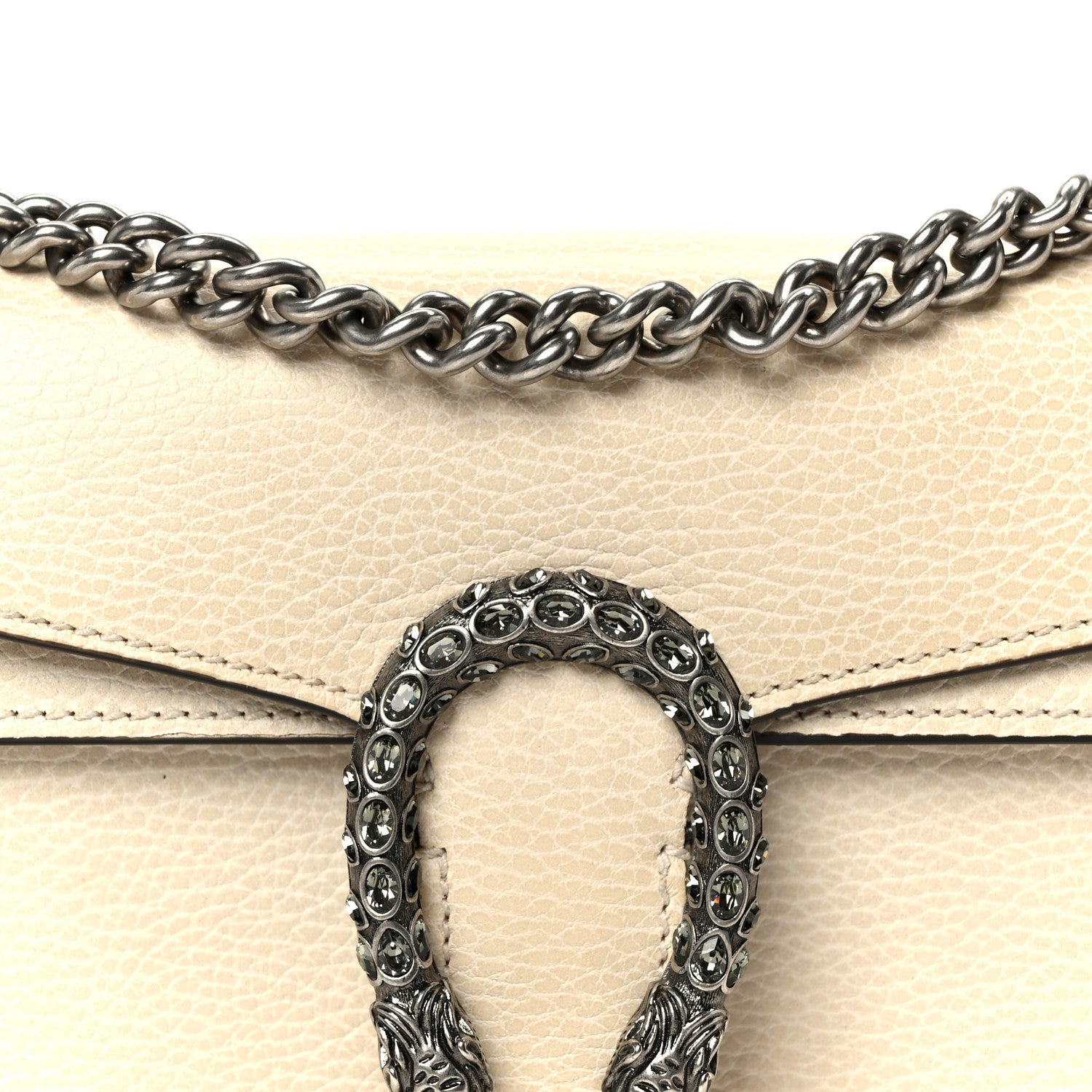 Gucci Dollar Calfskin Crystal Small Dionysus Shoulder Bag Mystic White