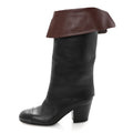 Calfskin CC Fold Over Boots 38 Black Brown