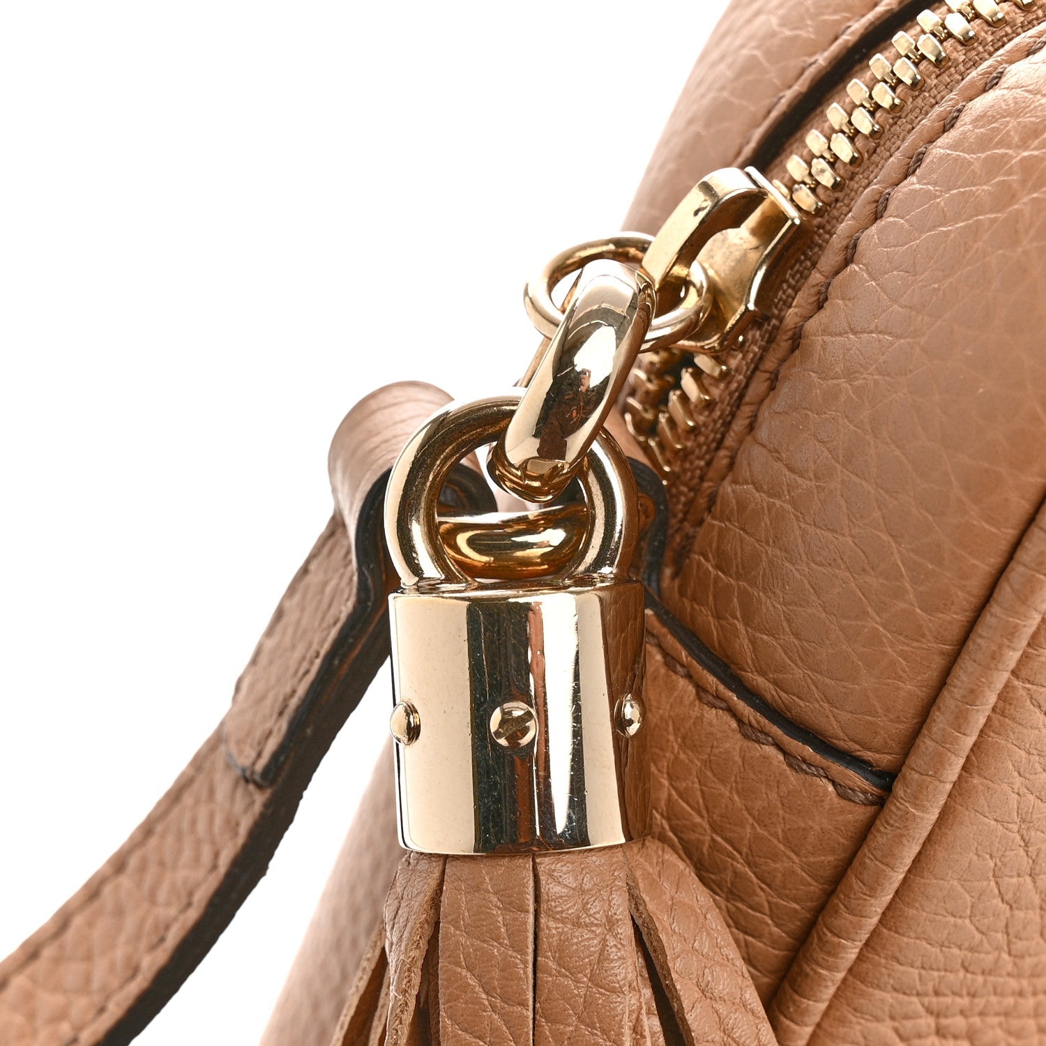 Gucci Pebbled Calfskin Small Soho Disco Bag Camelia