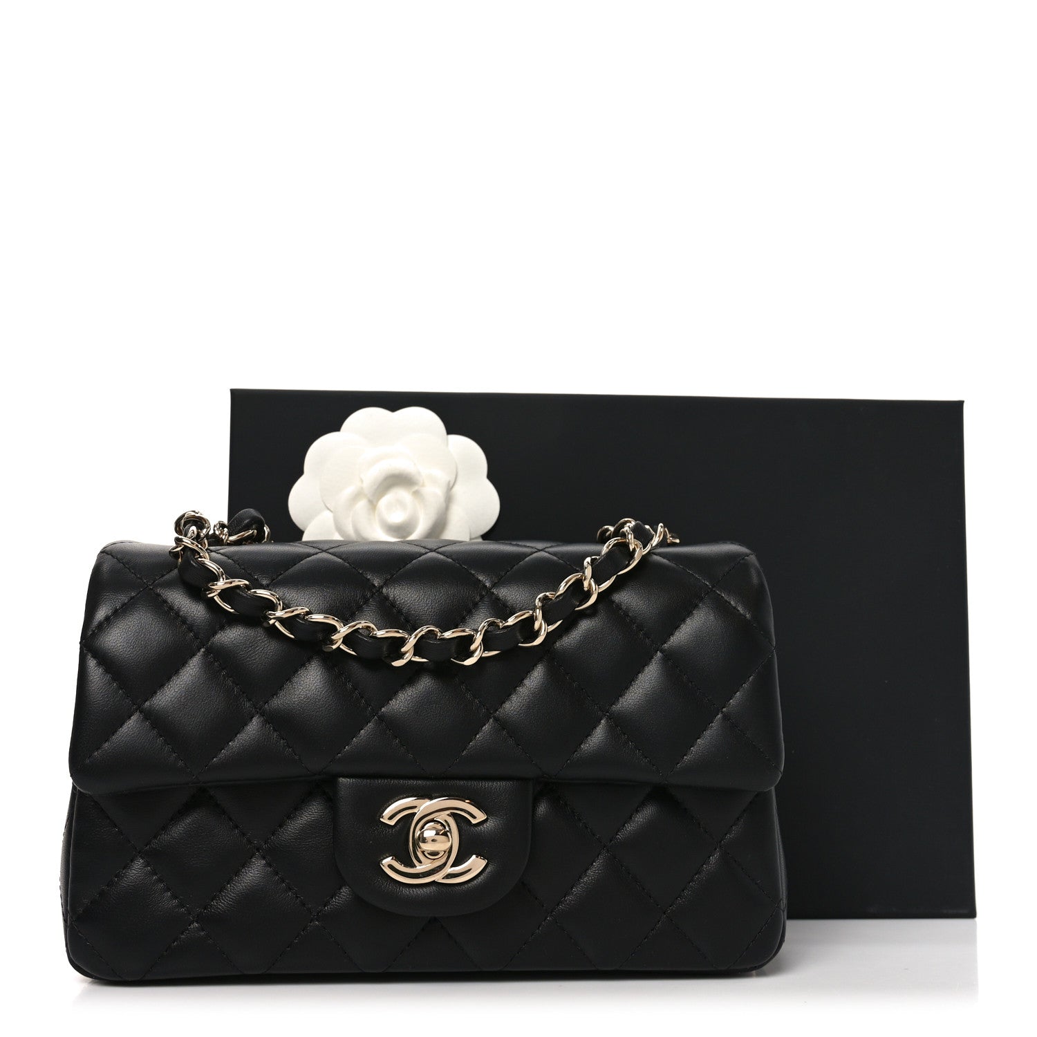Chanel Lambskin Quilted Mini Rectangular Flap Black