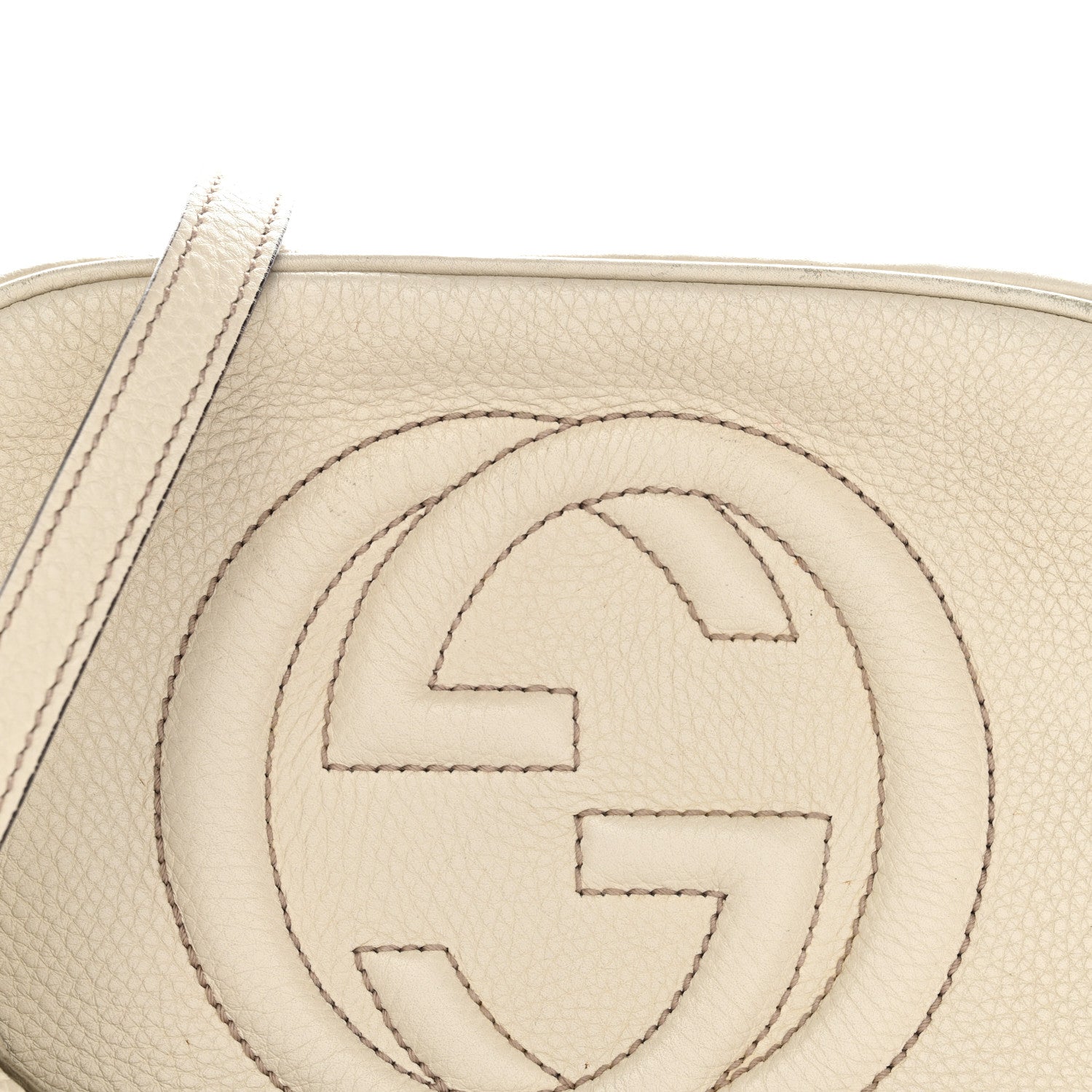 Gucci Pebbled Calfskin Small Soho Disco Bag Off White