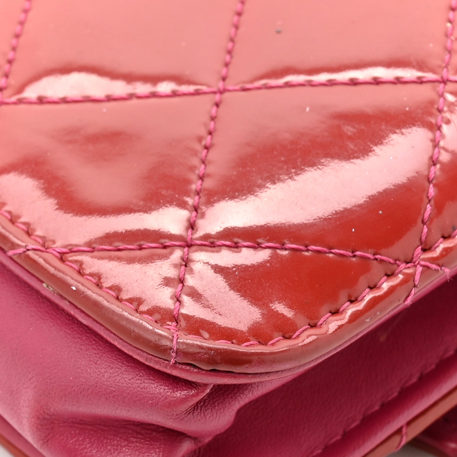 Chanel Patent Quilted Brilliant Wallet On Chain WOC Coral