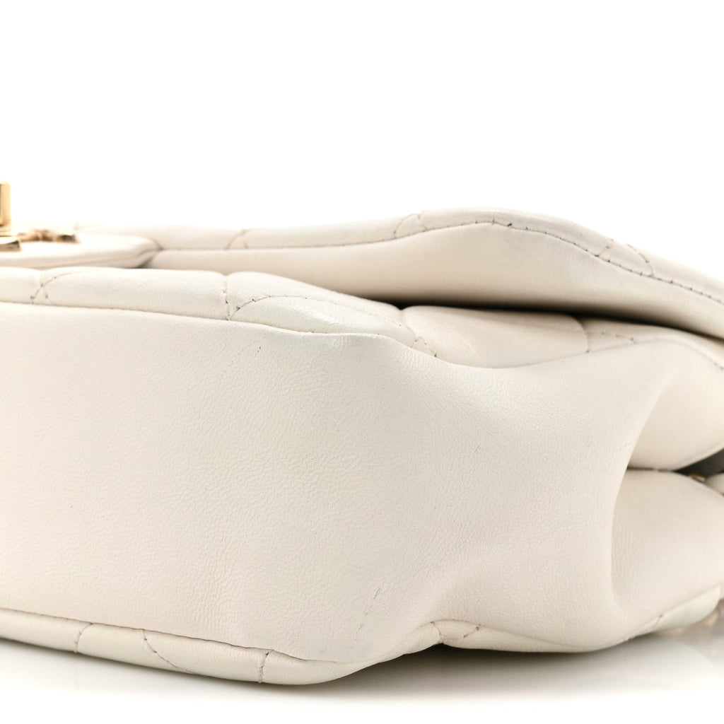 Chanel Lambskin Quilted Resin Bi-Color Chain Flap Bag White