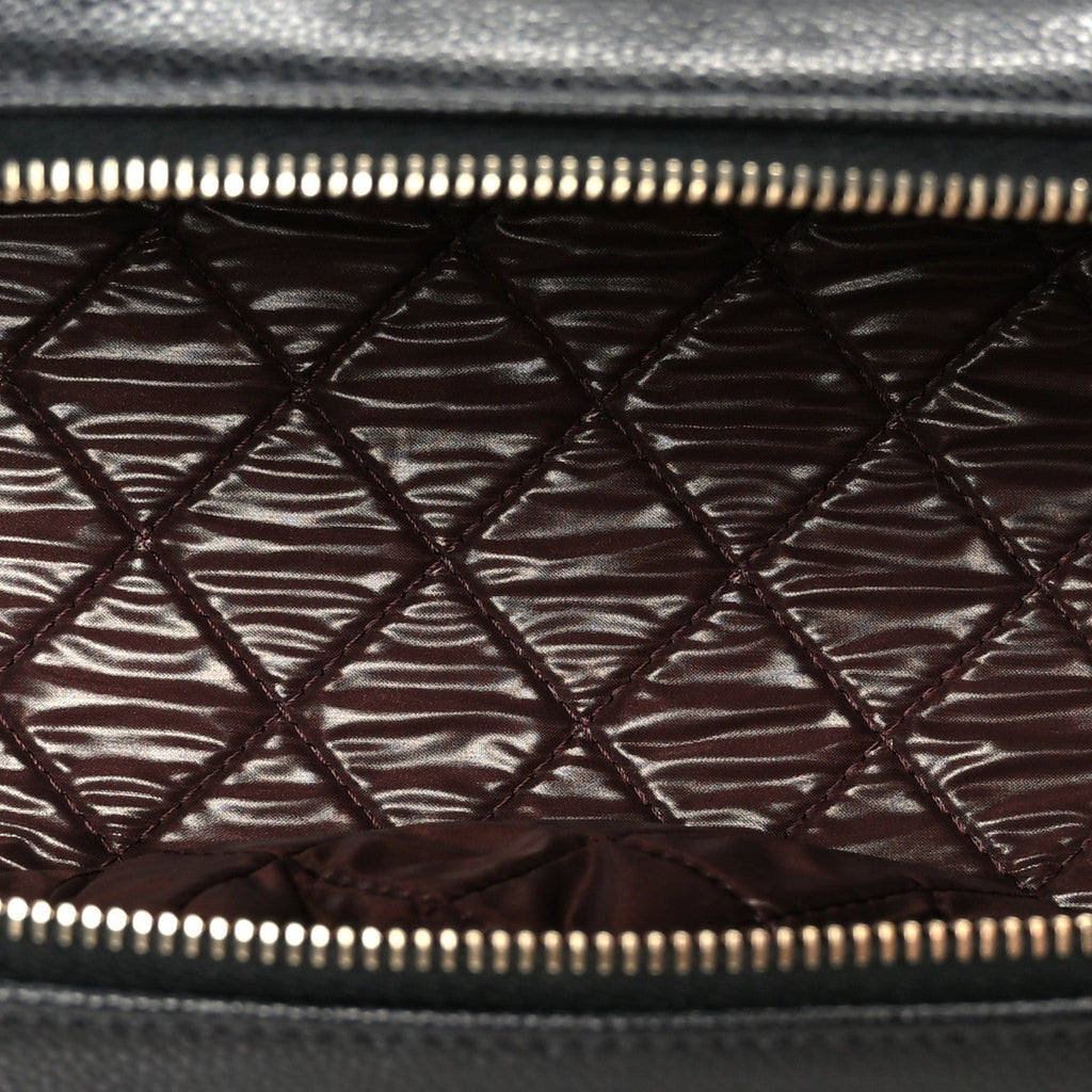 Chanel Caviar Quilted Toiletry Case With Chain Black