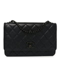 Chanel Lambskin Quilted Trendy CC Wallet On Chain WOC So Black