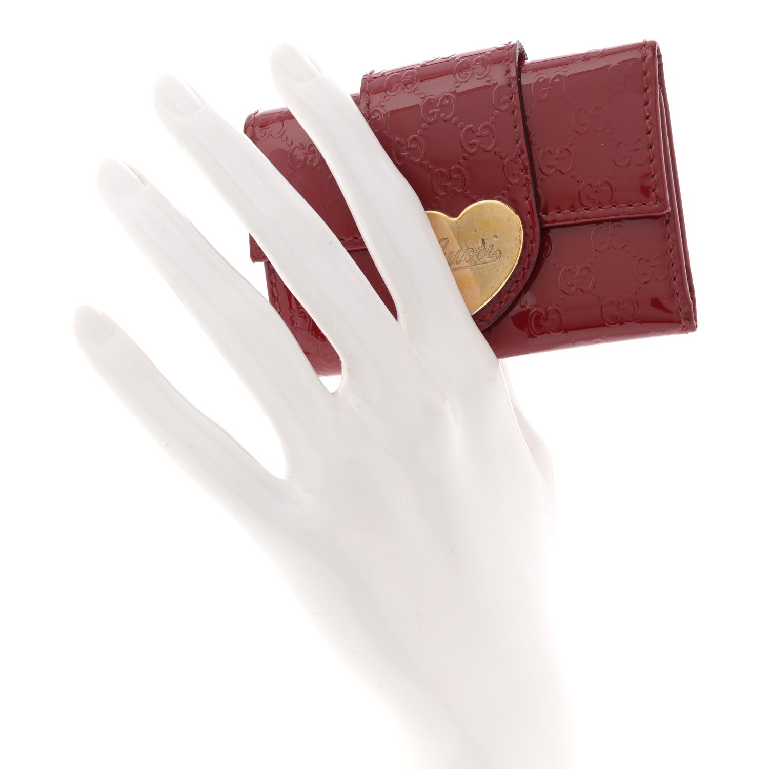 Gucci Patent Microguccissima Heart 6 Key Holder Case Red
